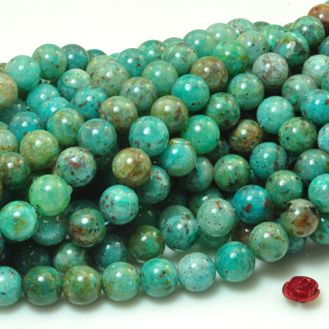 YesBeads Natural Chrysocolla gemstone smooth round loose beads wholesale jewelry making green stone 15"