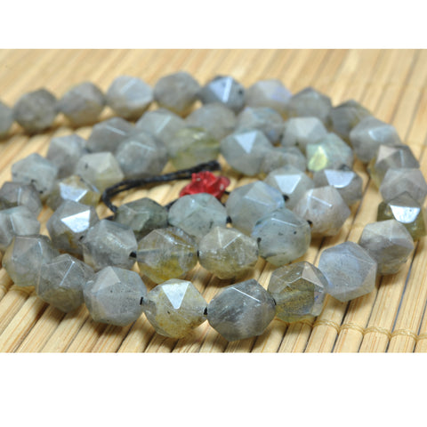 YesBeads Natural Labradorite star cut faceted nugget beads gray gemstone wholesale jewelry making 15"