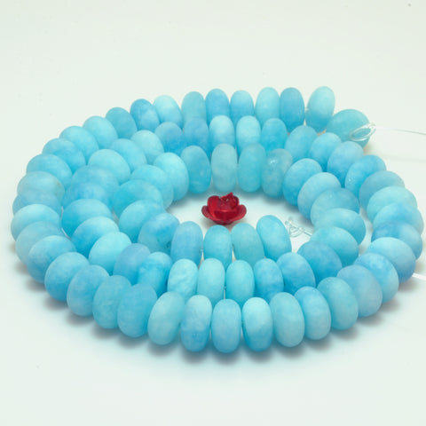 YesBeads Malaysia Jade matte rondelle beads blue jade gemstone wholesale 15"