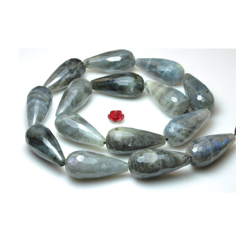 Natural Labradorite faceted teardrop beads gray gemstone wholesale jewelry making earings diy