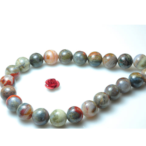 YesBeads Natural Morocco Lace Agate smooth round loose beads wholesale gemstone jewelry making 15"
