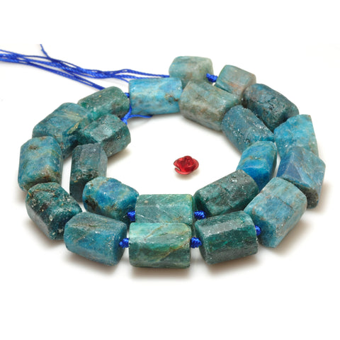 YesBeads Natural Blue Apatite faceted raw matte nugget tube beads gemstone 15"