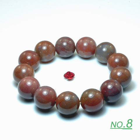 YesBeads Indian Agate Bracelet natural gemstone smooth round beads stretch bracelet for men or women jewelry