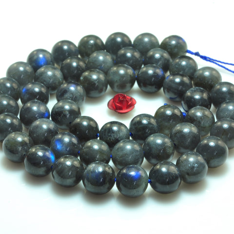 YesBeads Natural Labradorite gemstone smooth loose round beads wholesale jewelry 15"
