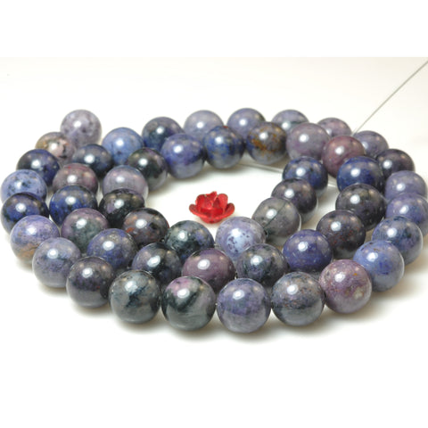 Natural Purple Dumortierite smooth round loose beads gemstone wholesale for jewelry making 6mm8mm15"