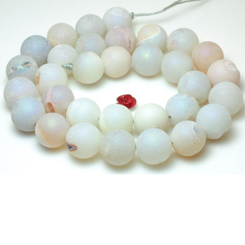 YesBeads Druzy Agate titanium coated agate matte round beads 8mm 12mm 15"