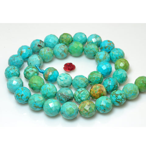 Green Turquoise faceted round loose beads gemstone wholesale for jewelry making diy bracelet