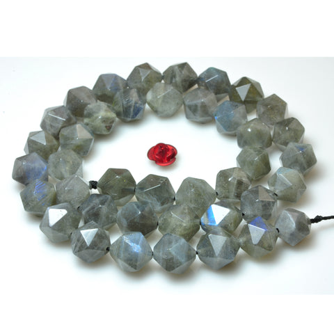 YesBeads Natural Labradorite AA grade star cut faceted nugget beads 6-12mm 15"