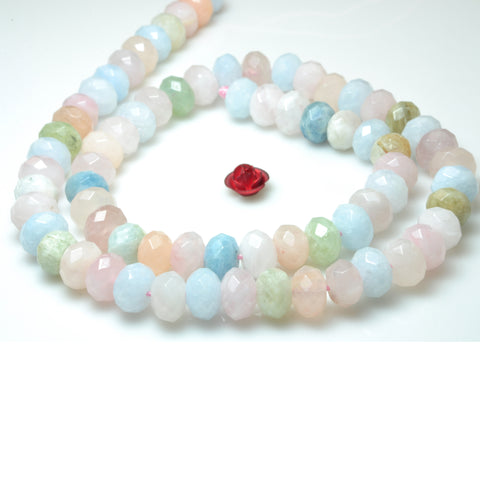 YesBeads natural Morganite mix gemstone faceted rondelle loose beads 5x8mm 15"