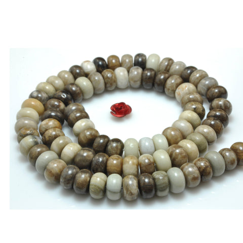 Natural Gray Silver Leaf Jasper smooth rondelle beads gemstone wholesale jewelry making bracelet necklace diy
