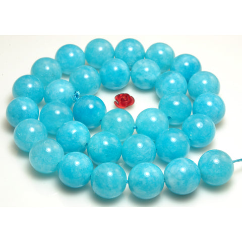 YesBeads Malaysia Jade gemstone smooth loose round beads blue jade stone wholesale jewelry making bracelet design 15"