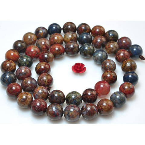 YesBeads Natural Pietersite gemstone smooth round loose beads brown stone wholesale jewelry making bracelet design 15"