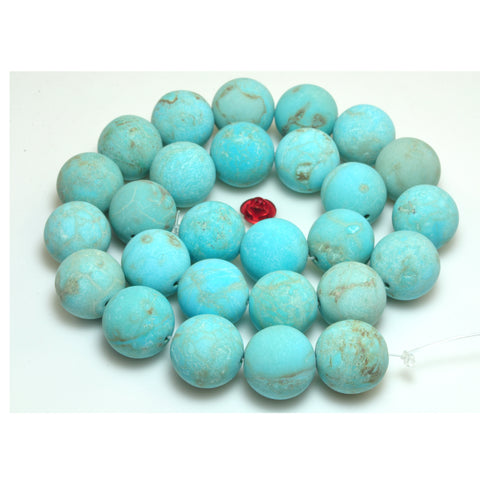 YesBeads Blue Turquoise matte round beads gemstone wholesale jewelry 15"