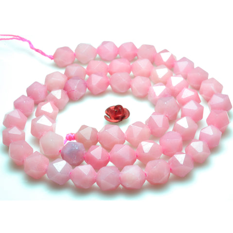 YesBeads Pink Opal gemstone faceted star cut nugget beads wholesale jewelry 15"
