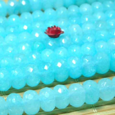 Malaysia Blue Jade Faceted Rondelle Beads Loose Gemstones Wholesale Jewelry Making Stuff Semi Precious Stone