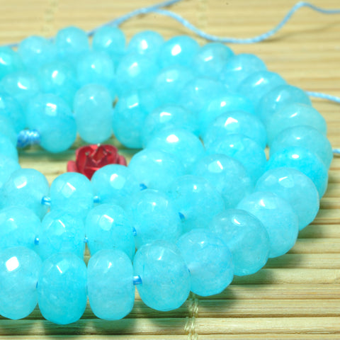 Malaysia Blue Jade Faceted Rondelle Beads Loose Gemstones Wholesale Jewelry Making Stuff Semi Precious Stone