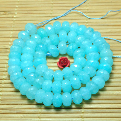 Malaysia Blue Jade Faceted Rondelle Beads Loose Gemstones Wholesale Jewelry Making Stuff Semi Precious Stone