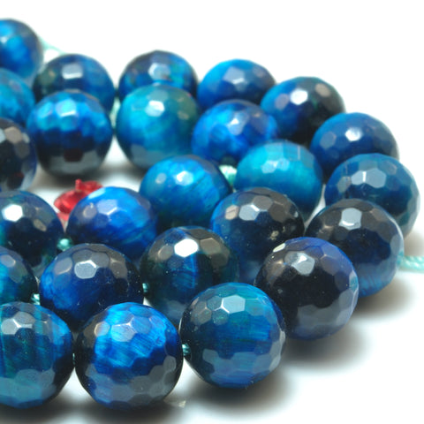 Yesbeads Blue Tiger Eye Faceted Round Beads Loose Gemstones Wholesale Jewelry Making Stuff Semi Precious Stone