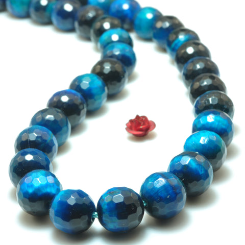 Yesbeads Blue Tiger Eye Faceted Round Beads Loose Gemstones Wholesale Jewelry Making Stuff Semi Precious Stone