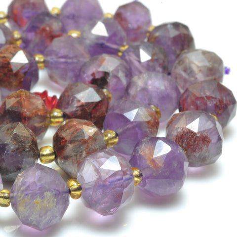 Natural Super Seven Crystal Faceted HANG Loose Beads Gemstones Wholesale Jewelry Making Stuff Semi Precious Stone