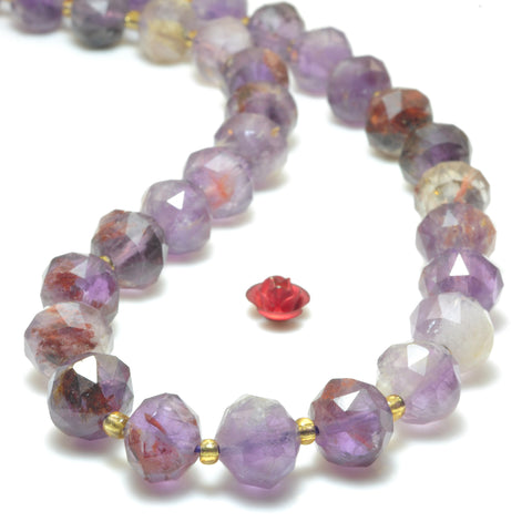 Natural Super Seven Crystal Faceted HANG Loose Beads Gemstones Wholesale Jewelry Making Stuff Semi Precious Stone