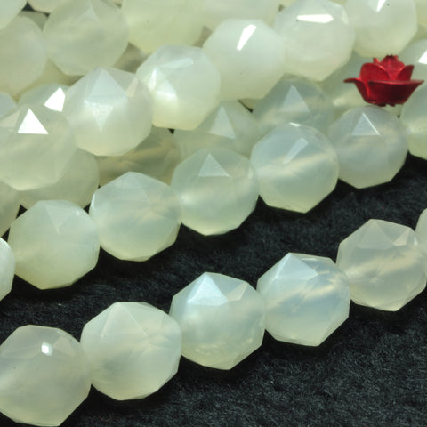 Natural white moonstone diamond cut loose beads wholesale gemstone jewelry making bracelet diy stuff