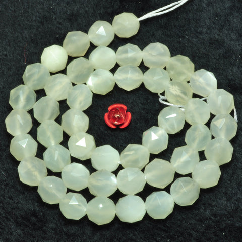 Natural white moonstone diamond cut loose beads wholesale gemstone jewelry making bracelet diy stuff