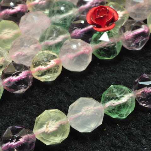 Natural rainbow crystal diamond cut loose beads wholesale gemstone jewelry making bracelet diy stuff