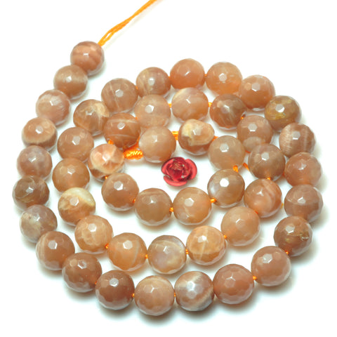 Natural Orange Sunstone faceted round beads loose gemstone wholesale jewelry marking bracelet necklace diy