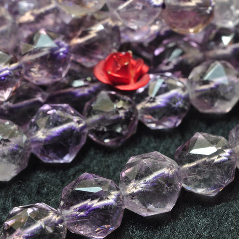 Natural amethyst diamond cut faceted round loose beads wholesale gemstone jewelry making bracelet diy stuff