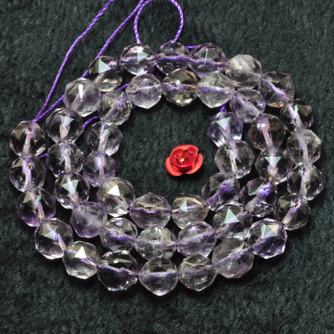 Natural amethyst diamond cut faceted round loose beads wholesale gemstone jewelry making bracelet diy stuff