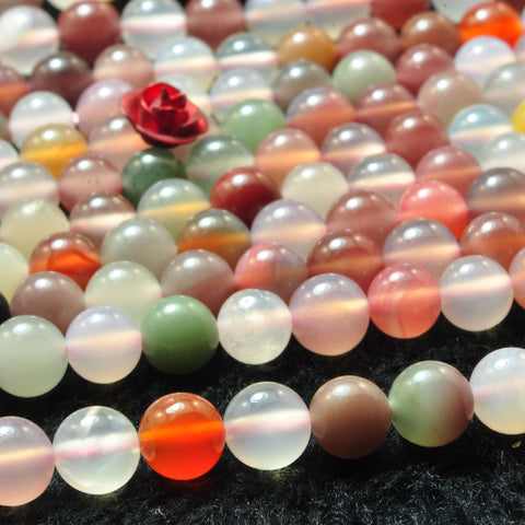 Natural rainbow agate smooth round beads loose gemstone wholesale jewelry making bracelet diy stuff