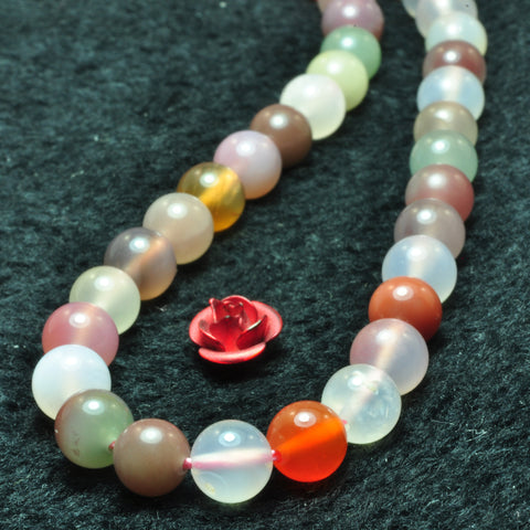 Natural rainbow agate smooth round beads loose gemstone wholesale jewelry making bracelet diy stuff