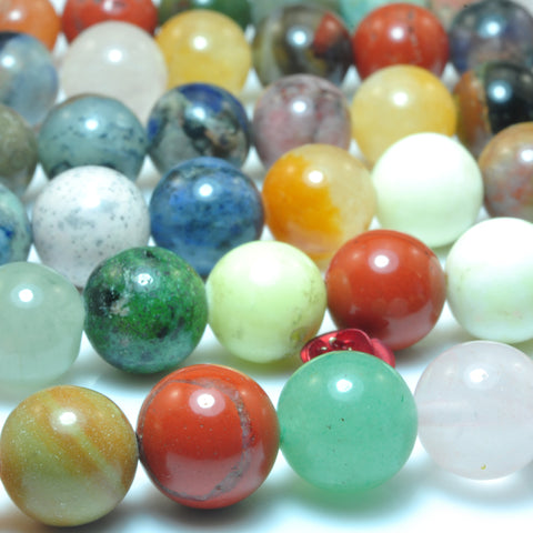 Natural Mix Gemstone Multicolor Stone smooth round loose beads wholesale for jewelry making DIY