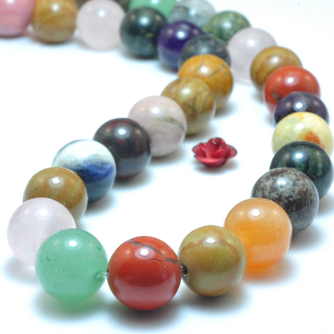 Natural Mix Gemstone Multicolor Stone smooth round loose beads wholesale for jewelry making DIY
