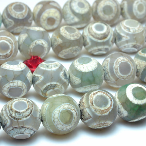 YesBeads Tibetan Agate three eyes dzi matte round beads wholesale loose gemstones jewelry making