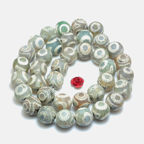 YesBeads Tibetan Agate three eyes dzi matte round beads wholesale loose gemstones jewelry making