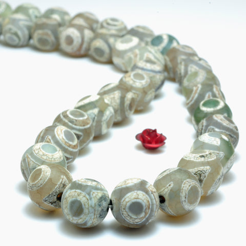 YesBeads Tibetan Agate three eyes dzi matte round beads wholesale loose gemstones jewelry making