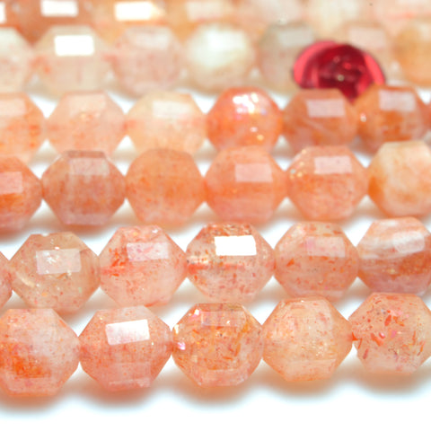 YesBeads Natural Orange Sunstone faceted double terminated point beads wholesale loose gemstones jewelry making 15"