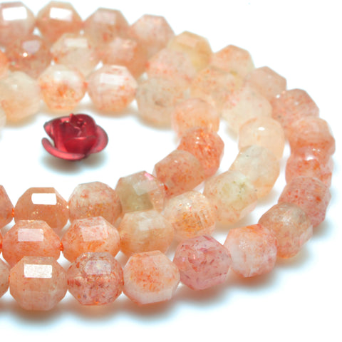 YesBeads Natural Orange Sunstone faceted double terminated point beads wholesale loose gemstones jewelry making 15"