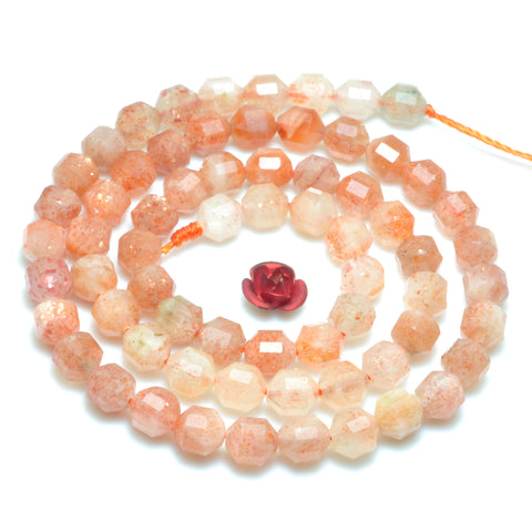 YesBeads Natural Orange Sunstone faceted double terminated point beads wholesale loose gemstones jewelry making 15"