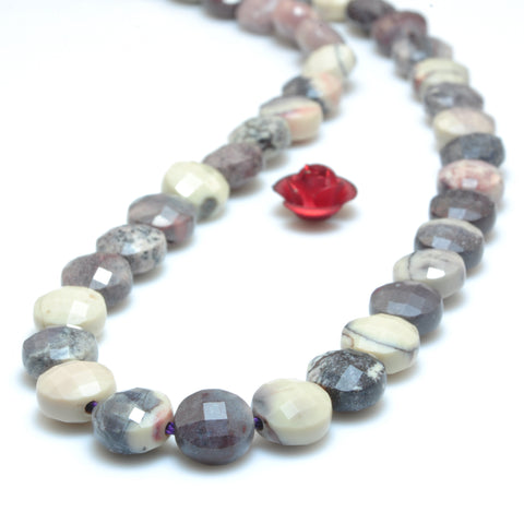 YesBeads Natural Porcelain Jasper micro faceted coin loose beads wholesale gemstone jewelry making 6mm 15"