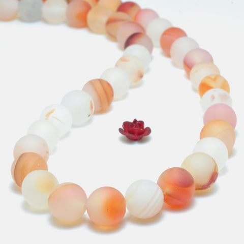 Natural Dendritic Agate matte loose round beads wholesale gemstone Jewelry making diy bracelet