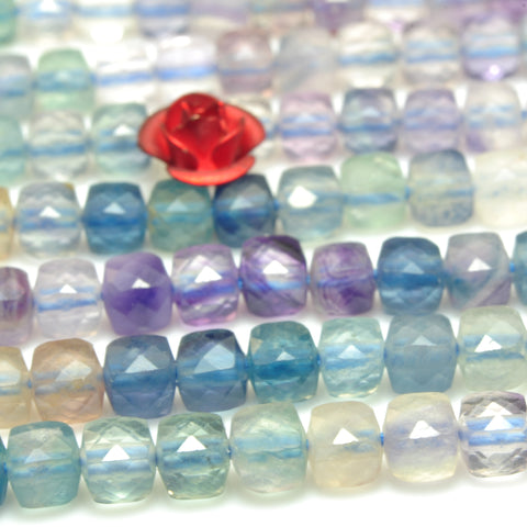 Natural Rainbow Fluorite faceted cube loose beads wholesale gemstone jewelry making bracelet necklace diy