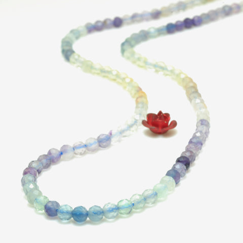 YesBeads Natural Rainbow Fluorite faceted round loose beads wholesale gemstone jewelry making 15"