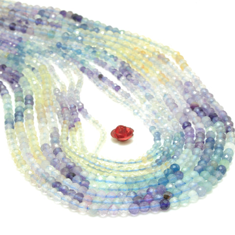 YesBeads Natural Rainbow Fluorite faceted round loose beads wholesale gemstone jewelry making 15"
