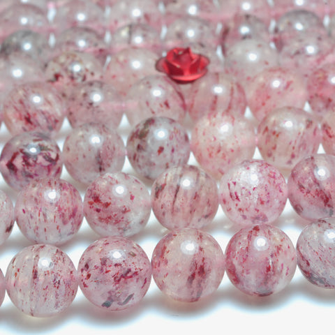 Natural Strawberry Quartz Lepidocrocite smooth round loose beads wholesale gemstone Jewelry making bracelet necklace diy