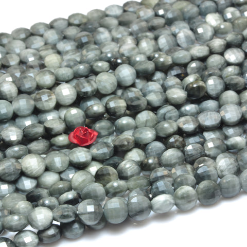 YesBeads Natural Eagle Eye hawk eye micro faceted coin loose beads gemston wholesale for jewelry making