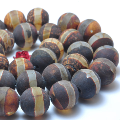 Tibetan agate dzi oneline agate matte round beads loose gemstone wholesale jewelry making bracelet diy stuff