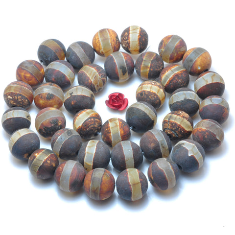 Tibetan agate dzi oneline agate matte round beads loose gemstone wholesale jewelry making bracelet diy stuff